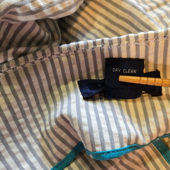 J Crew Gray & White Striped Seersucker Nautical Academia Pleated Cotton Skirt - Picture 10 of 12